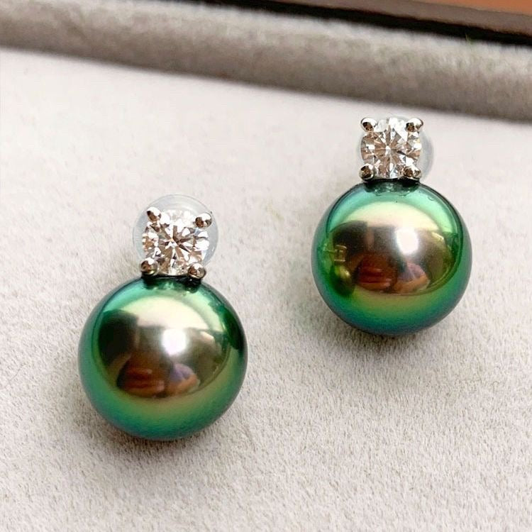 Mini Sparkle Green & Pearl Stud Earrings main image 0